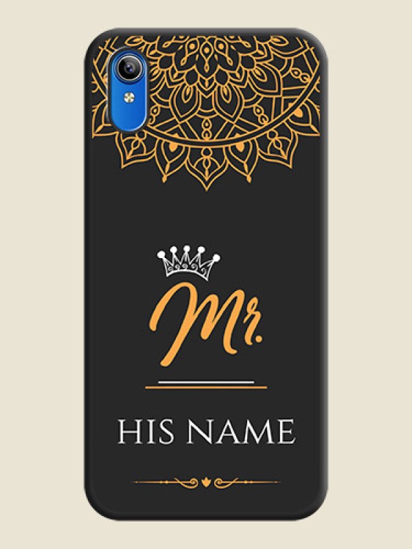 Custom Mr Name with Floral Design  on Personalised Space Black Soft Matte Cases - Vivo Y91i - alternate view