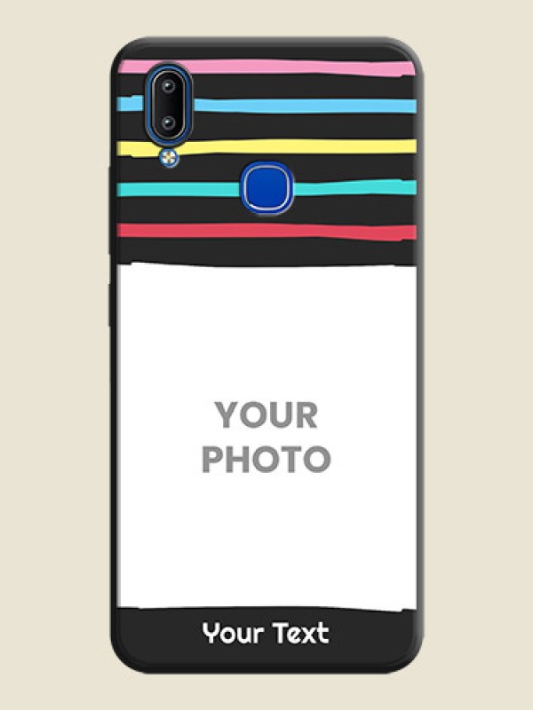 Custom Multicolor Lines with Image on Space Black Personalized Soft Matte Phone Covers - Vivo Y93 - alternate view
