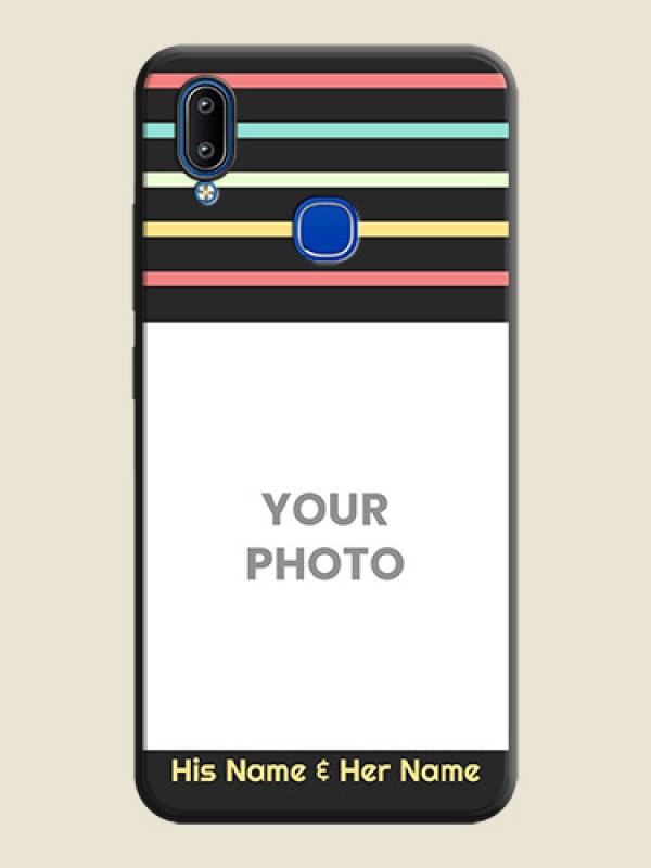 Custom Color Stripes with Photo and Text - Photo on Space Black Soft Matte Mobile Case - Vivo Y93 - alternate view