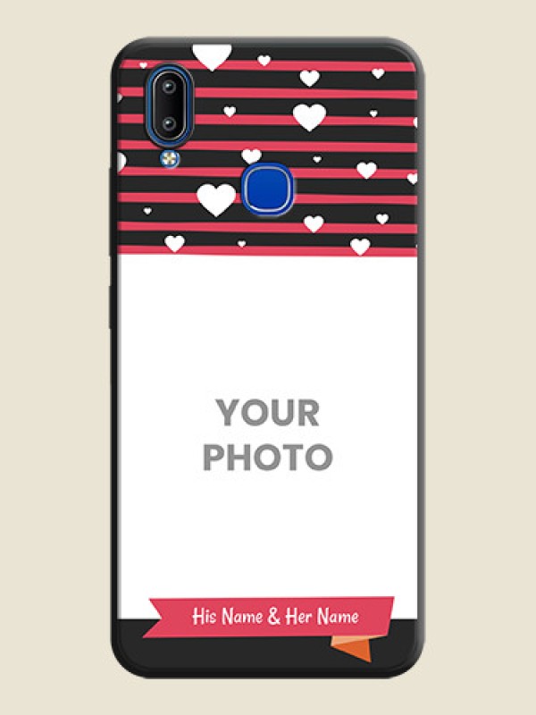 Custom White Color Love Symbols with Pink Lines Pattern on Space Black Custom Soft Matte Phone Cases - Vivo Y95 - alternate view