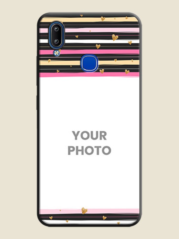 Custom Multicolor Lines and Golden Love Symbols Design - Photo on Space Black Soft Matte Mobile Cover - Vivo Y95 - alternate view