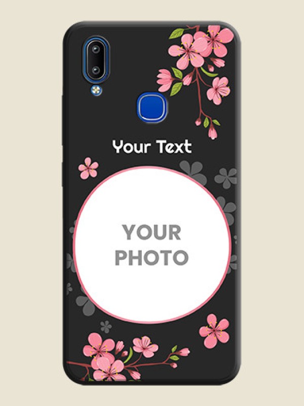 Custom Round Image with Pink Color Floral Design - Photo on Space Black Soft Matte Back Cover - Vivo Y95 - alternate view