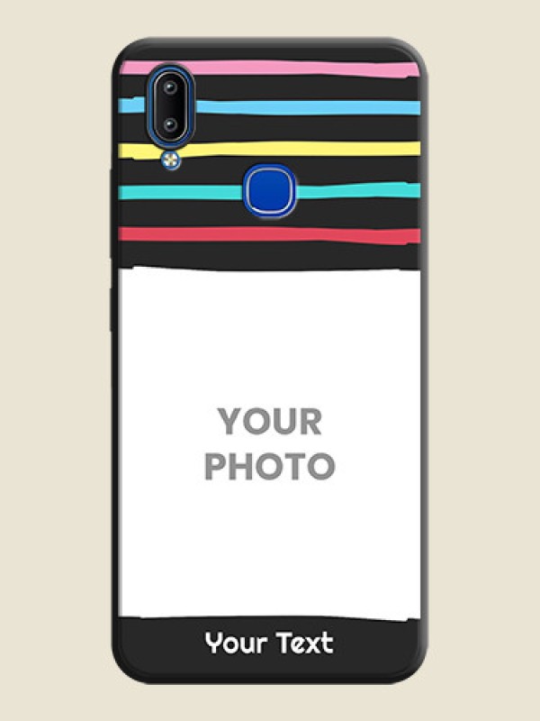 Custom Multicolor Lines with Image on Space Black Personalized Soft Matte Phone Covers - Vivo Y95 - alternate view