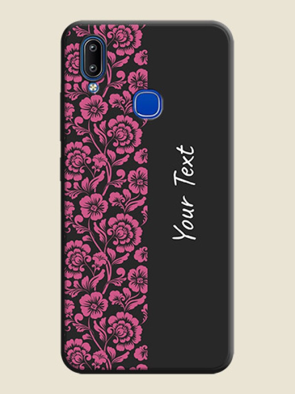 Custom Pink Floral Pattern Design With Custom Text On Space Black Personalized Soft Matte Phone Covers -Vivo Y95 - alternate view