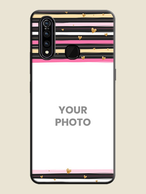 Custom Multicolor Lines and Golden Love Symbols Design - Photo on Space Black Soft Matte Mobile Cover - Vivo Z1 Pro - alternate view