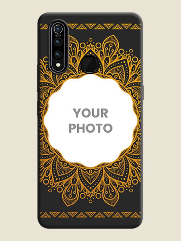 Custom Round Image with Floral Design - Photo on Space Black Soft Matte Mobile Cover - Vivo Z1 Pro - alternate view