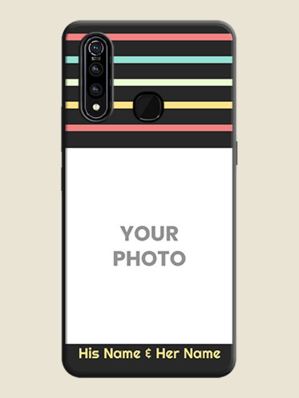 Custom Color Stripes with Photo and Text - Photo on Space Black Soft Matte Mobile Case - Vivo Z1 Pro - alternate view