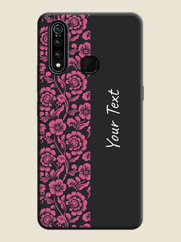 Custom Pink Floral Pattern Design With Custom Text On Space Black Personalized Soft Matte Phone Covers -Vivo Z1 Pro - alternate view