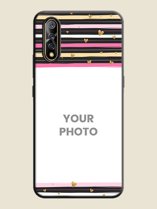 Custom Multicolor Lines and Golden Love Symbols Design - Photo on Space Black Soft Matte Mobile Cover - Vivo Z1X - alternate view