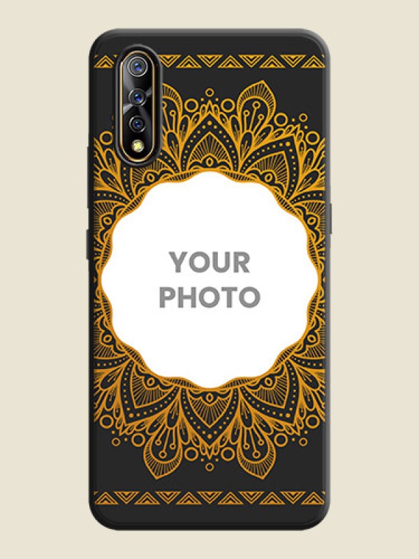 Custom Round Image with Floral Design - Photo on Space Black Soft Matte Mobile Cover - Vivo Z1X - alternate view