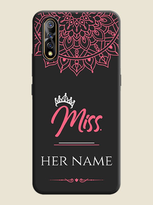 Custom Mrs Name with Floral Design on Space Black Personalized Soft Matte Phone Covers - Vivo Z1X - alternate view