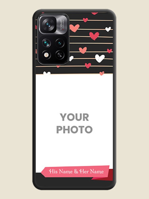 Custom Love Pattern with Name on Pink Ribbon  on Photo on Space Black Soft Matte Back Cover - Xiaomi 11I 5G - alternate view