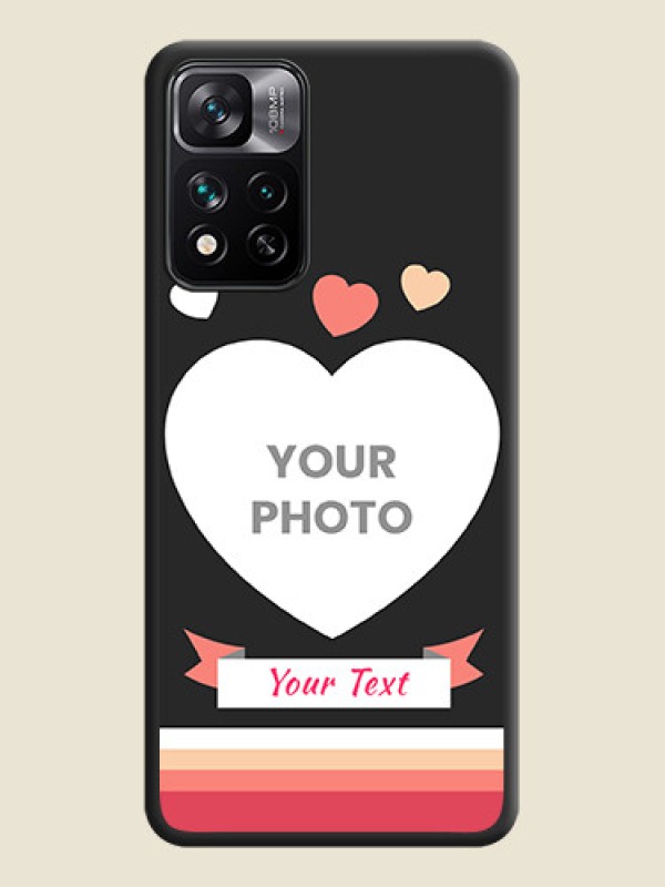 Custom Love Shaped Photo with Colorful Stripes on Personalised Space Black Soft Matte Cases - Xiaomi 11I 5G - alternate view