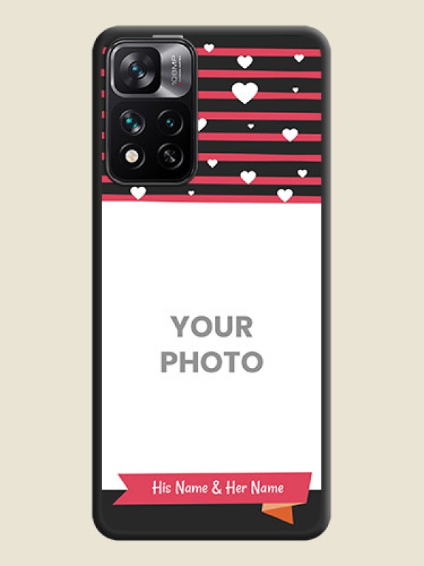 Custom White Color Love Symbols with Pink Lines Pattern on Space Black Custom Soft Matte Phone Cases - Xiaomi 11I 5G - alternate view