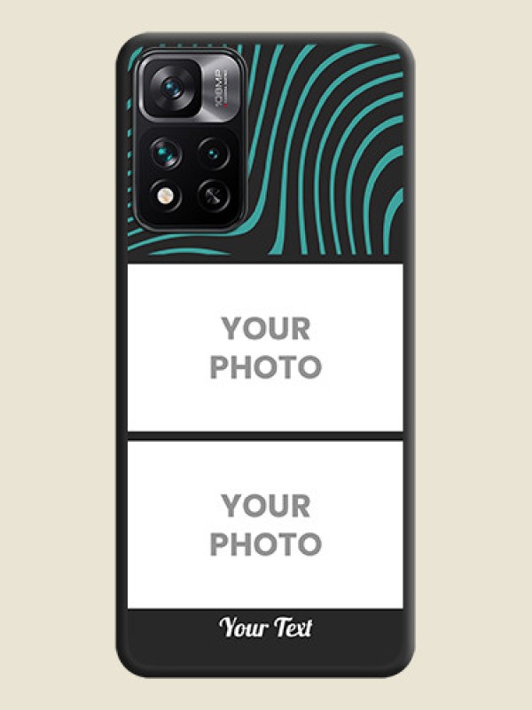 Custom Wave Pattern with 2 Image Holder on Space Black Personalized Soft Matte Phone Covers - Xiaomi 11I 5G - alternate view