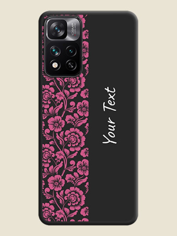 Custom Pink Floral Pattern Design With Custom Text On Space Black Personalized Soft Matte Phone Covers -Xiaomi 11I 5G - alternate view