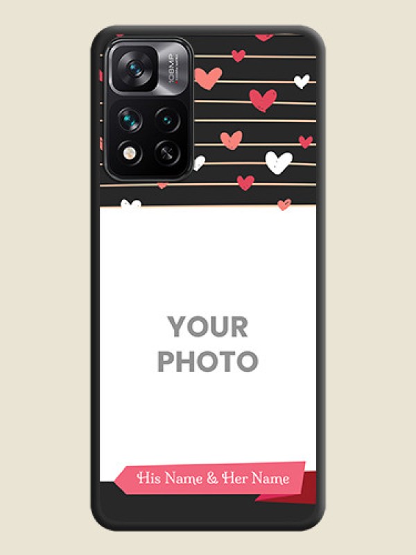 Custom Love Pattern with Name on Pink Ribbon  on Photo on Space Black Soft Matte Back Cover - Xiaomi 11i Hypercharge 5G - alternate view