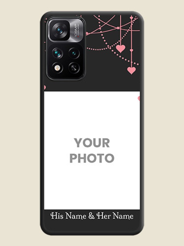 Custom Pink Love Hangings with Text on Space Black Custom Soft Matte Back Cover - Xiaomi 11i Hypercharge 5G - alternate view