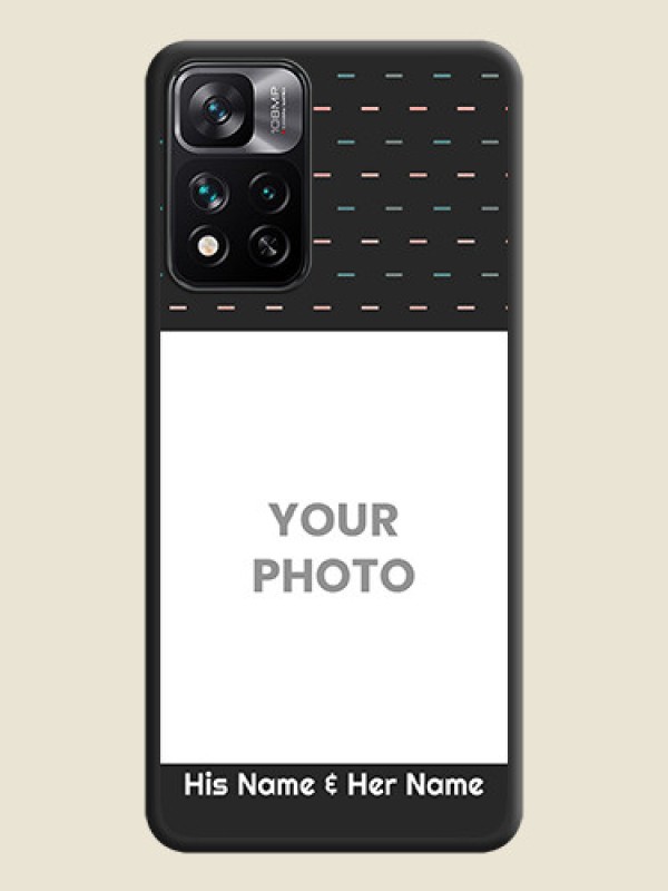 Custom Line Pattern Design with Text on Space Black Custom Soft Matte Phone Back Cover - Xiaomi 11i Hypercharge 5G - alternate view