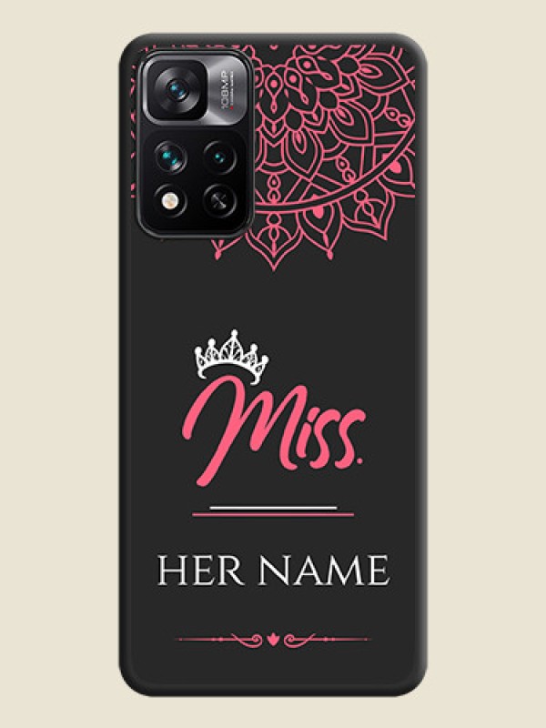 Custom Mrs Name with Floral Design on Space Black Personalized Soft Matte Phone Covers - Xiaomi 11i Hypercharge 5G - alternate view
