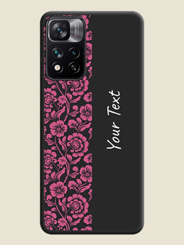 Custom Pink Floral Pattern Design With Custom Text On Space Black Personalized Soft Matte Phone Covers -Xiaomi 11I Hypercharge 5G - alternate view