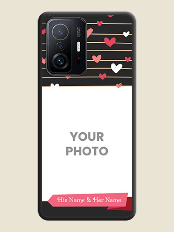 Custom Love Pattern with Name on Pink Ribbon  on Photo on Space Black Soft Matte Back Cover - Xiaomi 11T Pro 5G - alternate view