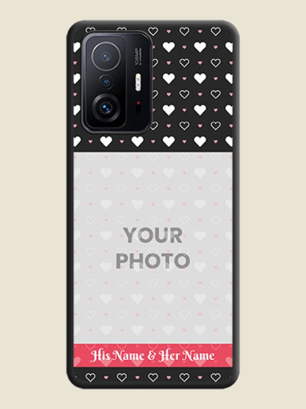 Custom White Color Love Symbols with Text Design on Photo on Space Black Soft Matte Phone Cover - Xiaomi 11T Pro 5G - alternate view