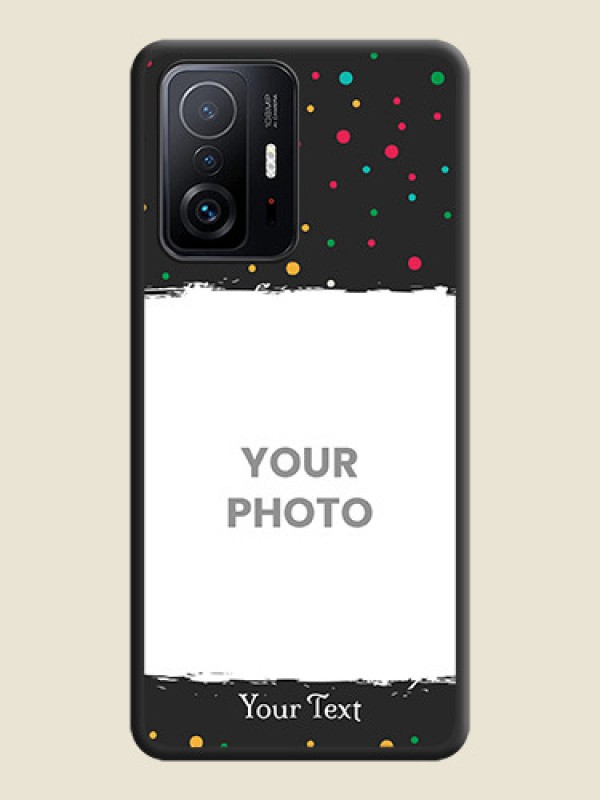 Custom Multicolor Dotted Pattern with Text on Space Black Custom Soft Matte Phone Back Cover - Xiaomi 11T Pro 5G - alternate view