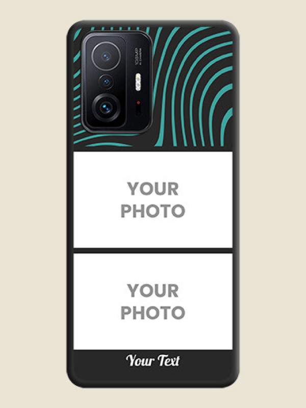 Custom Wave Pattern with 2 Image Holder on Space Black Personalized Soft Matte Phone Covers - Xiaomi 11T Pro 5G - alternate view