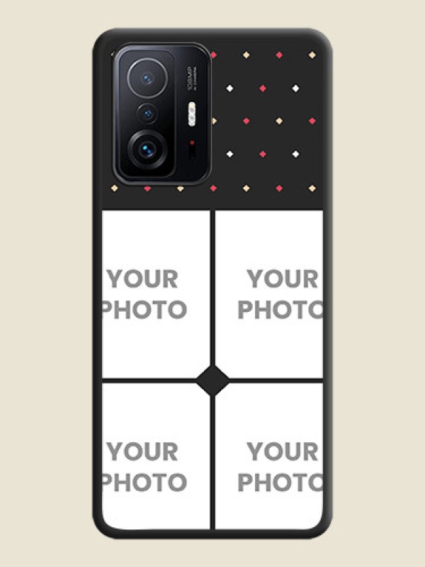 Custom Multicolor Dotted Pattern with 4 Image Holder on Space Black Custom Soft Matte Phone Cases - Xiaomi 11T Pro 5G - alternate view