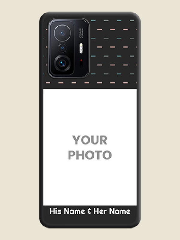 Custom Line Pattern Design with Text on Space Black Custom Soft Matte Phone Back Cover - Xiaomi 11T Pro 5G - alternate view