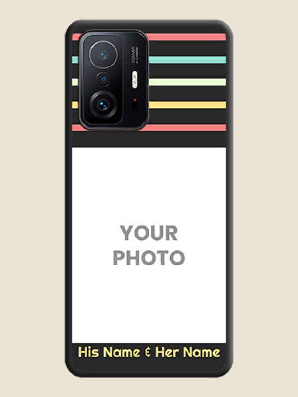 Custom Color Stripes with Photo and Text on Photo on Space Black Soft Matte Mobile Case - Xiaomi 11T Pro 5G - alternate view