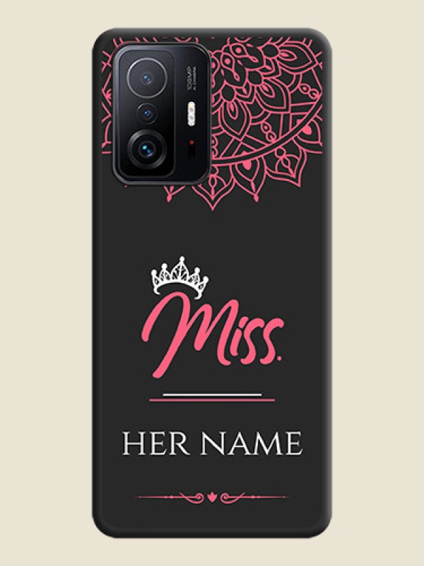 Custom Mrs Name with Floral Design on Space Black Personalized Soft Matte Phone Covers - Xiaomi 11T Pro 5G - alternate view