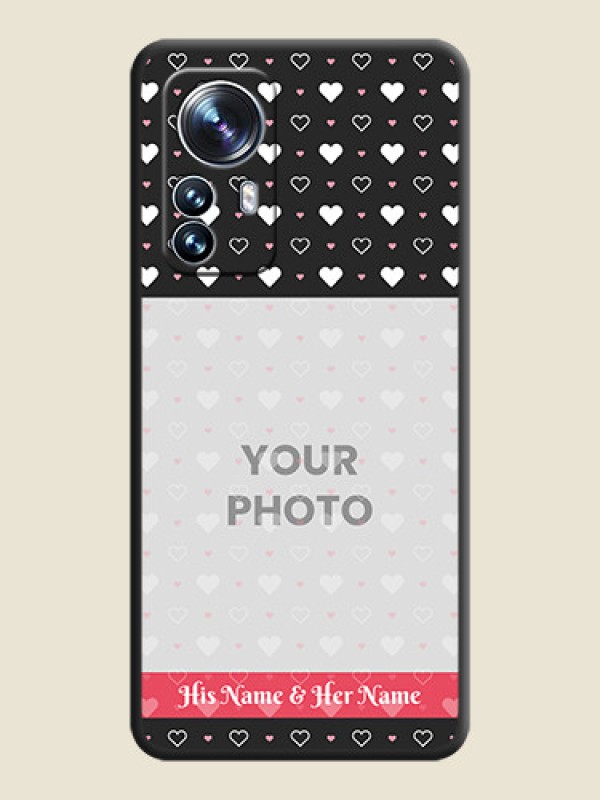 Custom White Color Love Symbols with Text Design on Photo on Space Black Soft Matte Phone Cover - Xiaomi 12 Pro 5G - alternate view