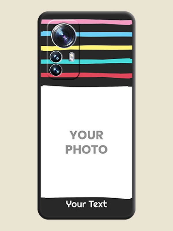 Custom Multicolor Lines with Image on Space Black Personalized Soft Matte Phone Covers - Xiaomi 12 Pro 5G - alternate view