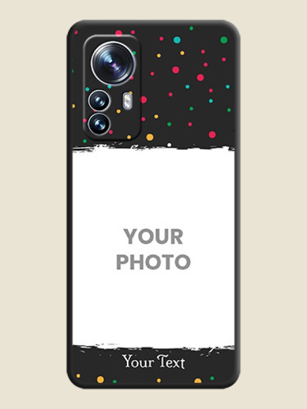 Custom Multicolor Dotted Pattern with Text on Space Black Custom Soft Matte Phone Back Cover - Xiaomi 12 Pro 5G - alternate view