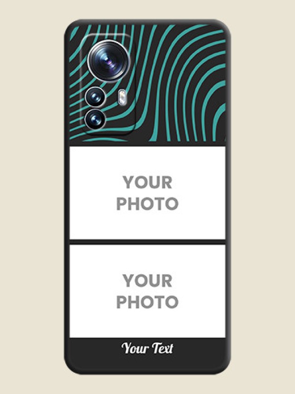 Custom Wave Pattern with 2 Image Holder on Space Black Personalized Soft Matte Phone Covers - Xiaomi 12 Pro 5G - alternate view