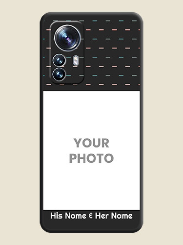 Custom Line Pattern Design with Text on Space Black Custom Soft Matte Phone Back Cover - Xiaomi 12 Pro 5G - alternate view