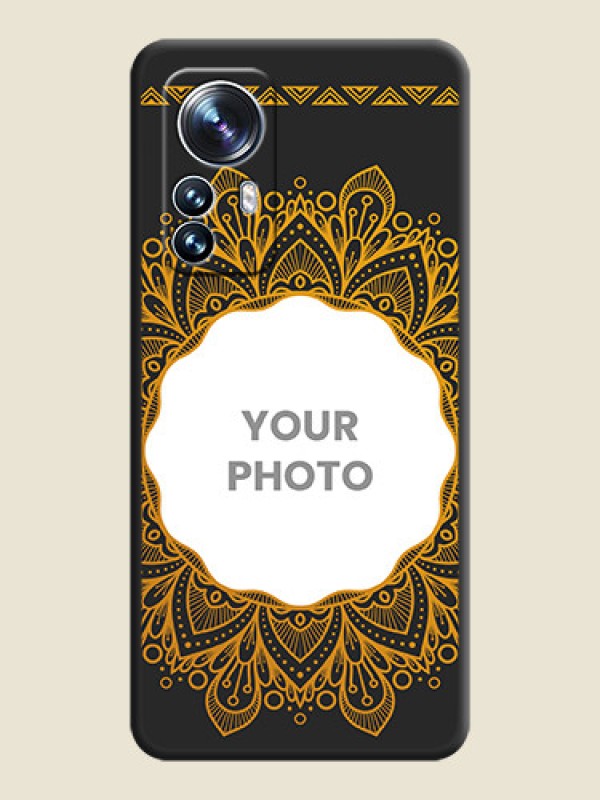 Custom Round Image with Floral Design on Photo on Space Black Soft Matte Mobile Cover - Xiaomi 12 Pro 5G - alternate view