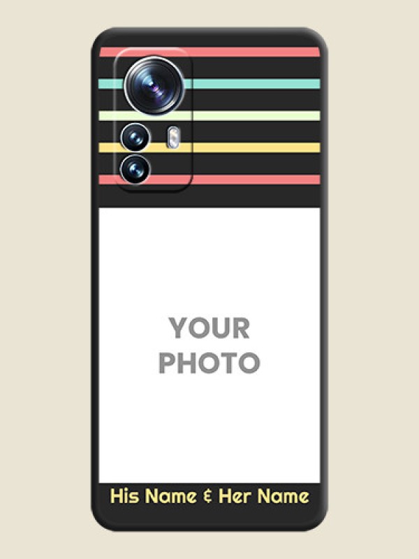 Custom Color Stripes with Photo and Text on Photo on Space Black Soft Matte Mobile Case - Xiaomi 12 Pro 5G - alternate view