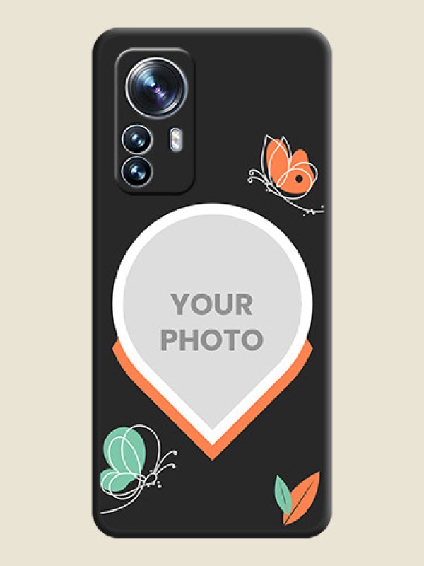 Custom Upload Pic With Simple Butterly Design On Space Black Personalized Soft Matte Phone Covers -Xiaomi 12 Pro 5G - alternate view