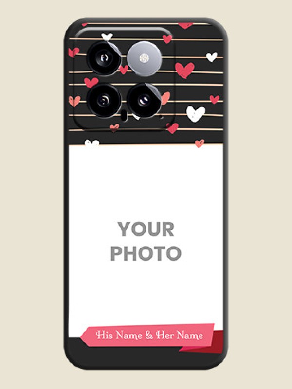 Custom Love Pattern with Name on Pink Ribbon - Photo on Space Black Soft Matte Back Cover - Xiaomi 14 5G - alternate view