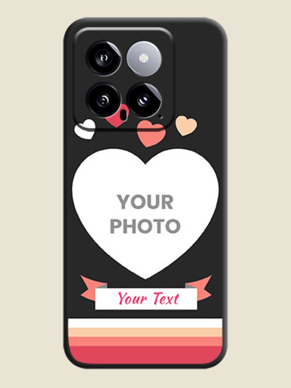 Custom Love Shaped Photo with Colorful Stripes on Personalised Space Black Soft Matte Cases - Xiaomi 14 5G - alternate view