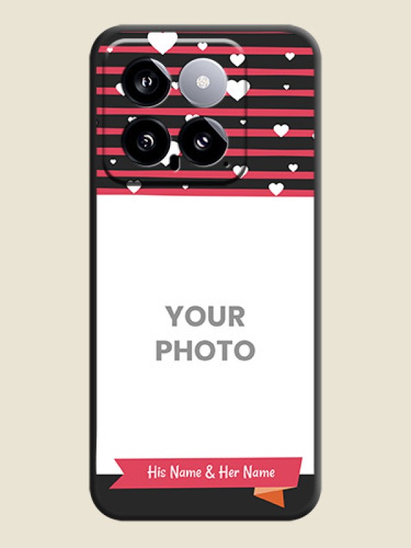 Custom White Color Love Symbols with Pink Lines Pattern on Space Black Custom Soft Matte Phone Cases - Xiaomi 14 5G - alternate view