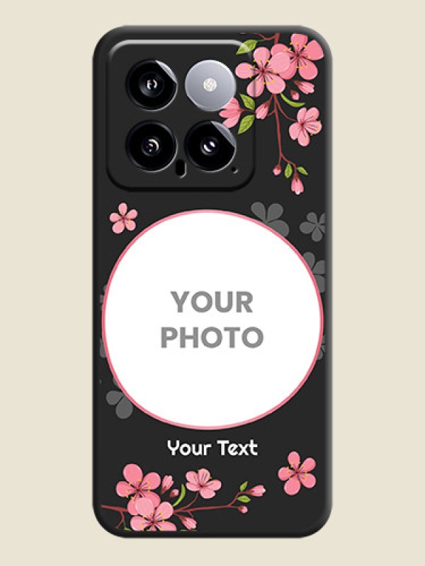 Custom Round Image with Pink Color Floral Design - Photo on Space Black Soft Matte Back Cover - Xiaomi 14 5G - alternate view