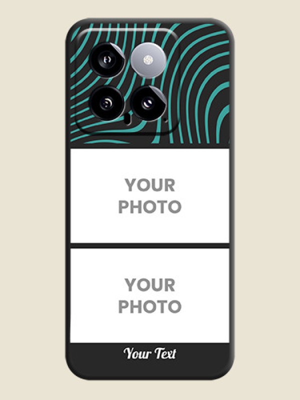 Custom Wave Pattern with 2 Image Holder on Space Black Personalized Soft Matte Phone Covers - Xiaomi 14 5G - alternate view