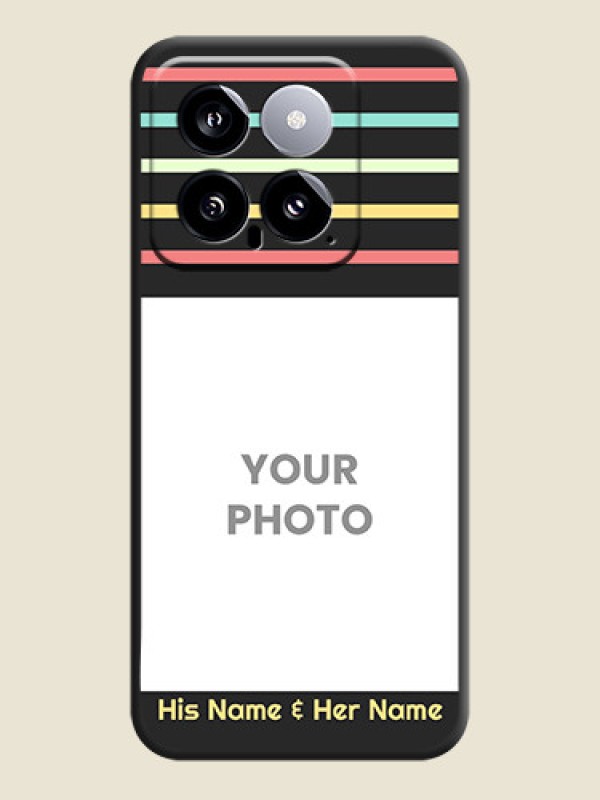 Custom Color Stripes with Photo and Text - Photo on Space Black Soft Matte Mobile Case - Xiaomi 14 5G - alternate view