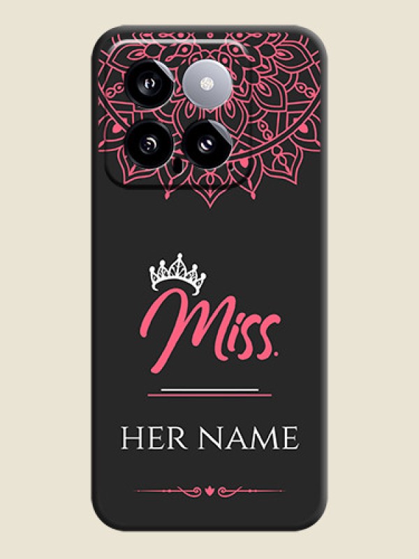 Custom Mrs Name with Floral Design on Space Black Personalized Soft Matte Phone Covers - Xiaomi 14 5G - alternate view