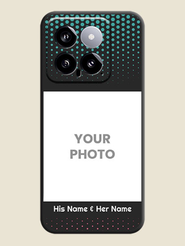 Custom Faded Dots with Grunge Photo Frame and Text on Space Black Custom Soft Matte Phone Cases - Xiaomi 14 5G - alternate view