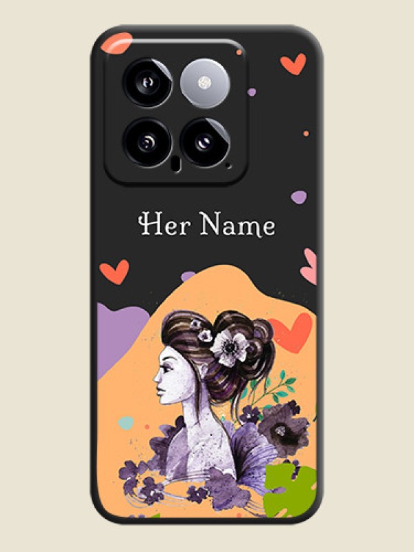 Custom Namecase For Her With Fancy Lady Image On Space Black Personalized Soft Matte Phone Covers - Xiaomi 14 5G - alternate view